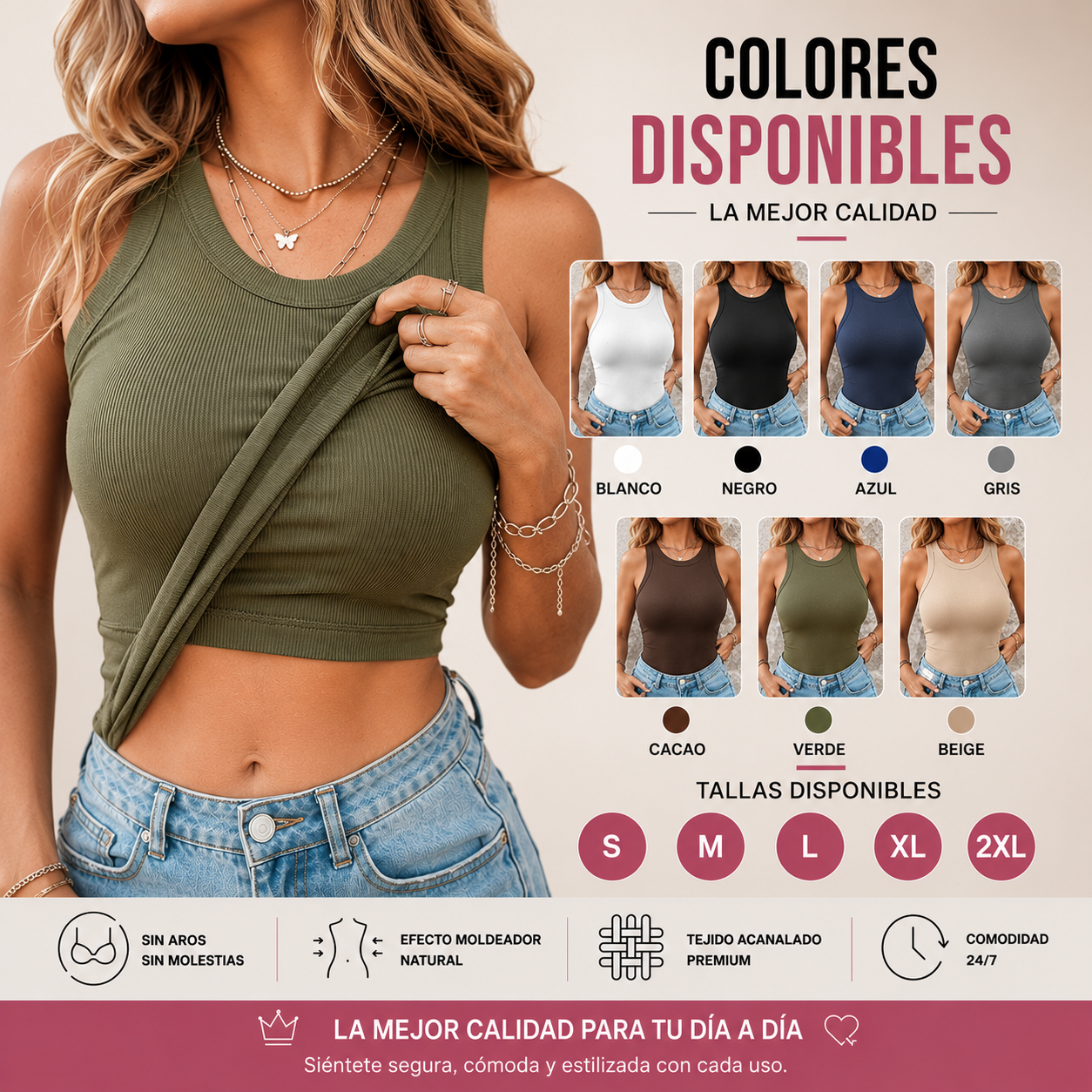Top Moldeador TruFit® 2 en 1 — Sin Brasier, Soporte Total